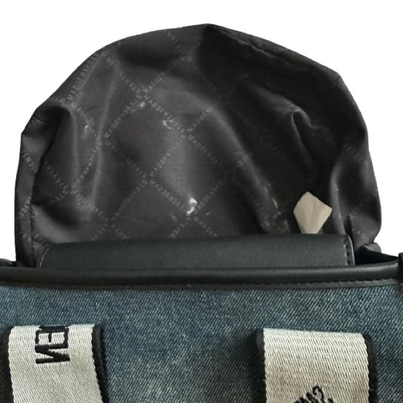 Steve Madden Bwebber-D Satchel Women' Blue Denim Black/White Logo Crossbody Bag - Picture 8 of 16